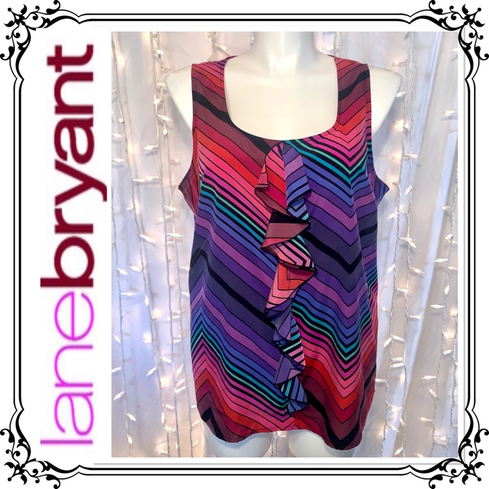 LANE BRYANT ⭐️ Brightly Colored Striped Sleeveless Blouse